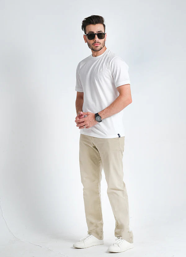 White Plain 100% Cotton Basic Tee Polo