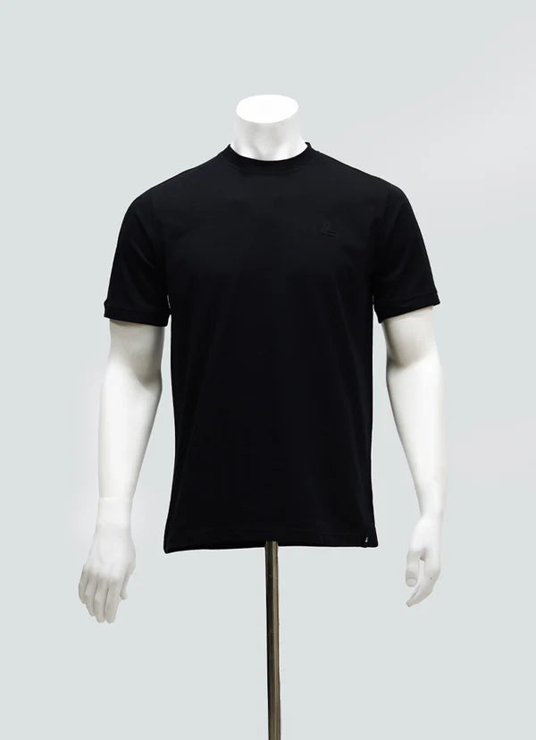 Black Plain 100% Cotton Basic Tee Polo