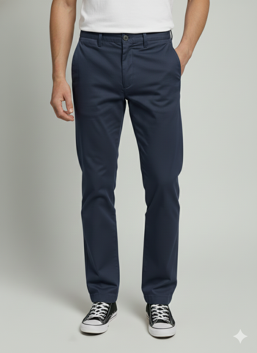 Premium Sensation Blue Cotton Chinos for Men | Luxury Leisurewear Pants