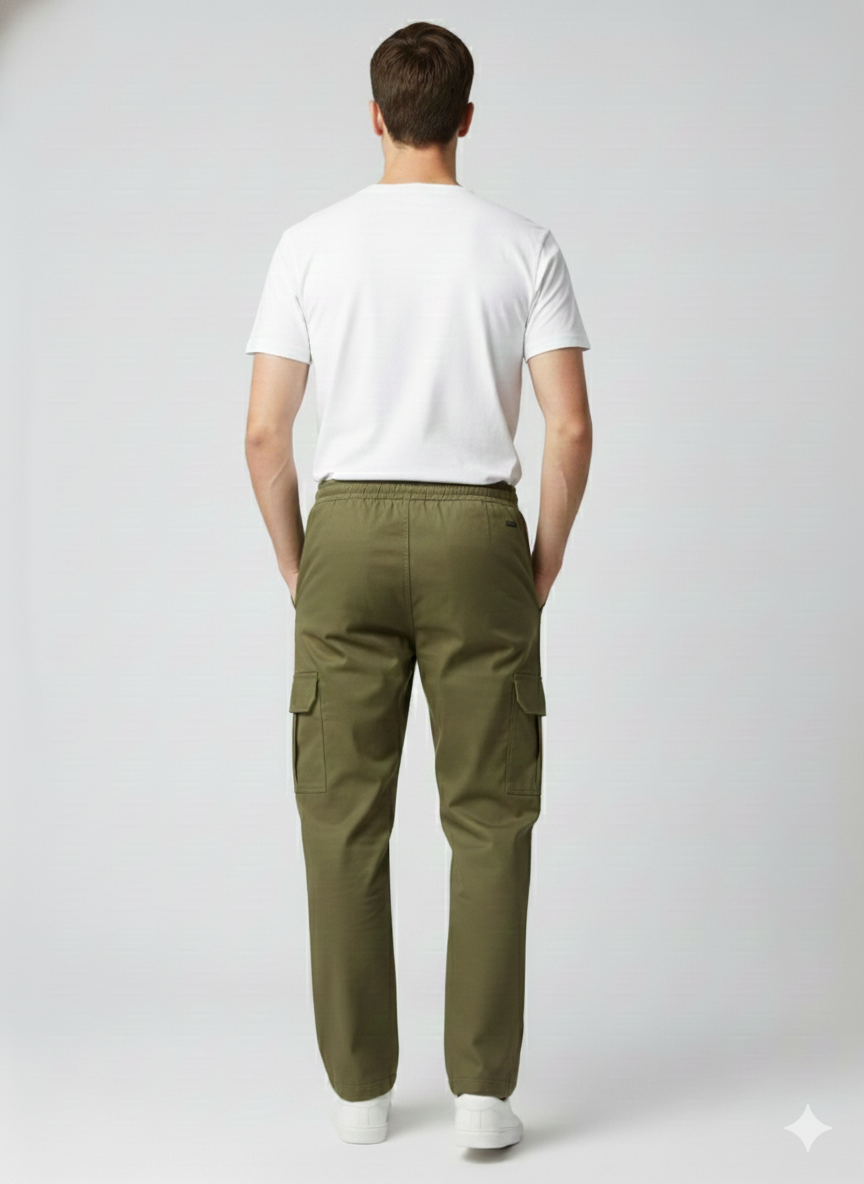 Premium Olive Green Men’s Cargo Trousers | Luxury Leisurewear Pants