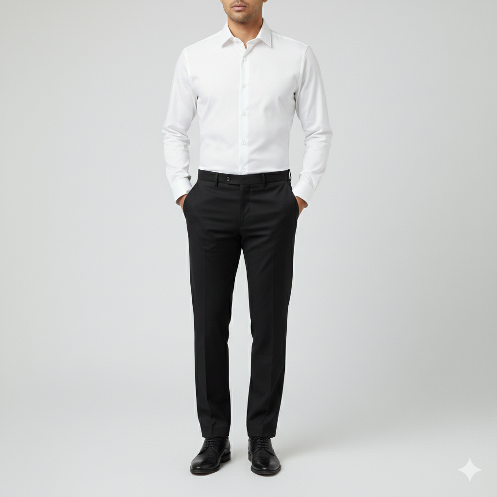 Luxury White Plain Collar Shirt for Men | Premium Formal Dress Shirt