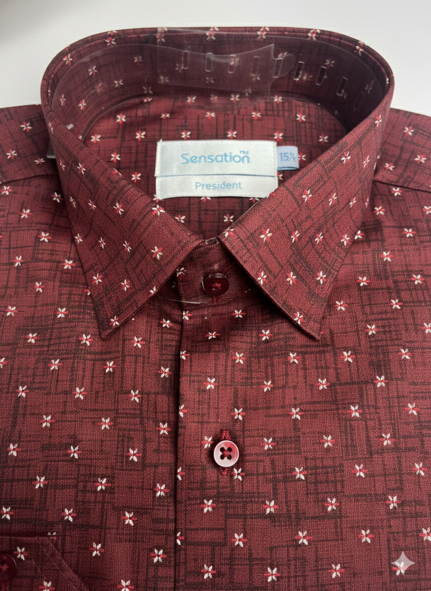 Premium President Printed Shirt PP03 Premium Red | Stylish Men’s Printed Shirt