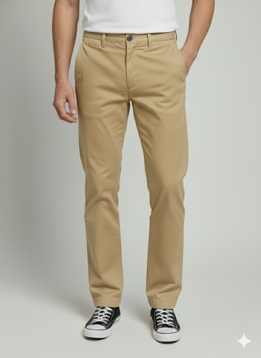 Premium Sensation Khaki Cotton Chinos for Men | Luxury Leisurewear Pants