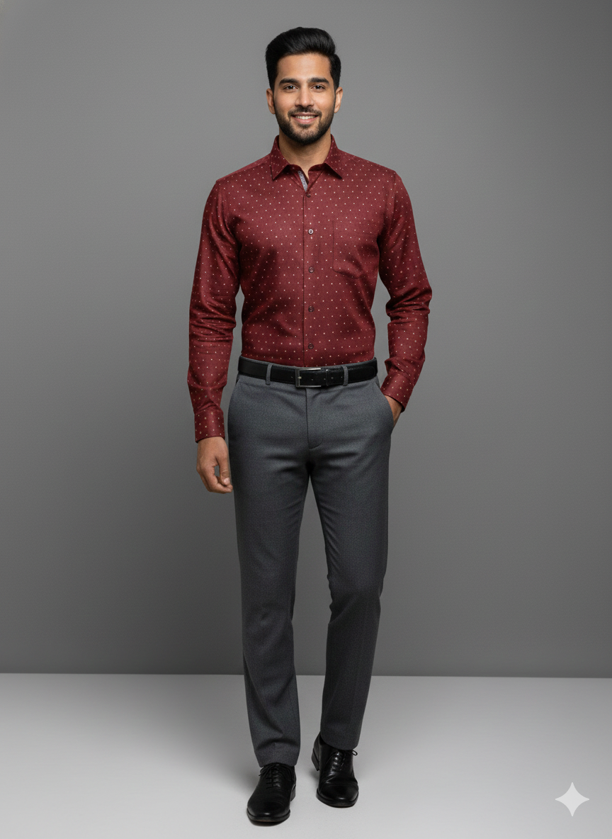 Premium President Printed Shirt PP03 Premium Red | Stylish Men’s Printed Shirt