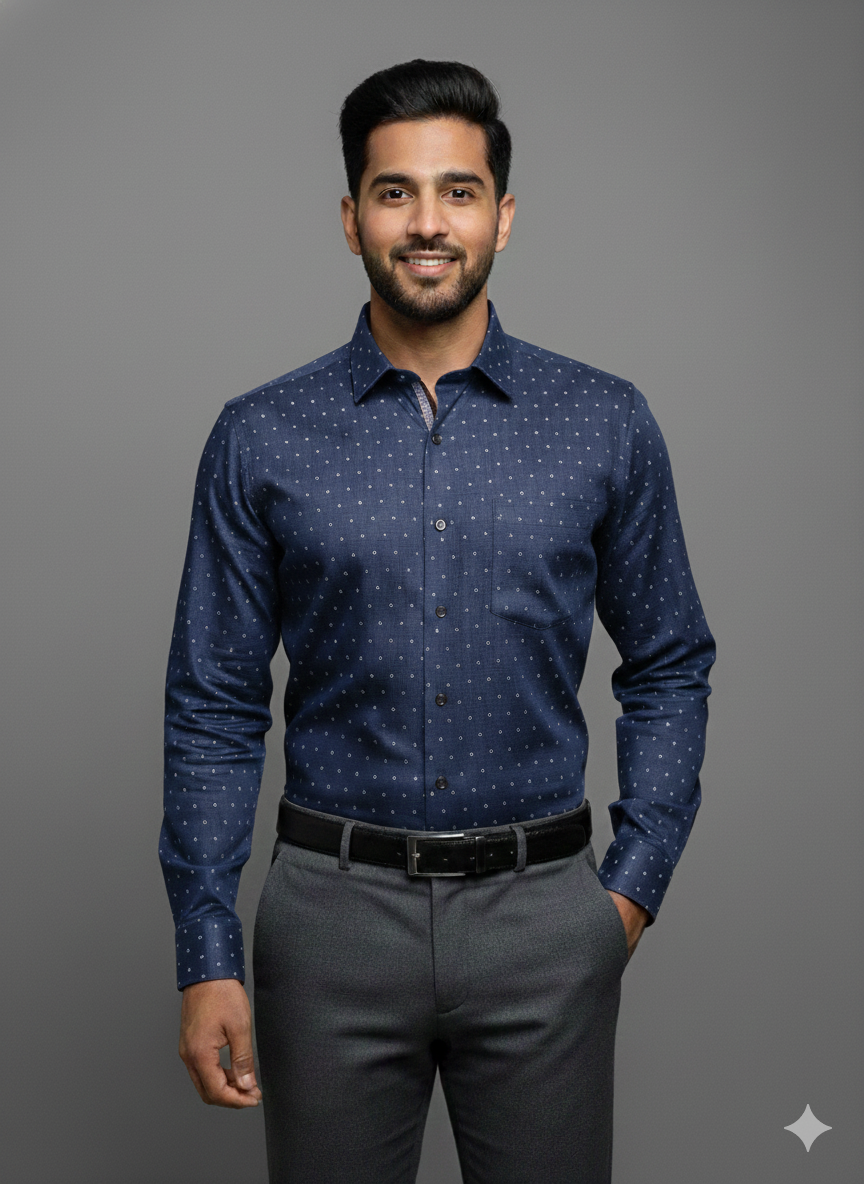 Premium President Printed Shirt PP02 Blue | Stylish Men’s Printed Shirt