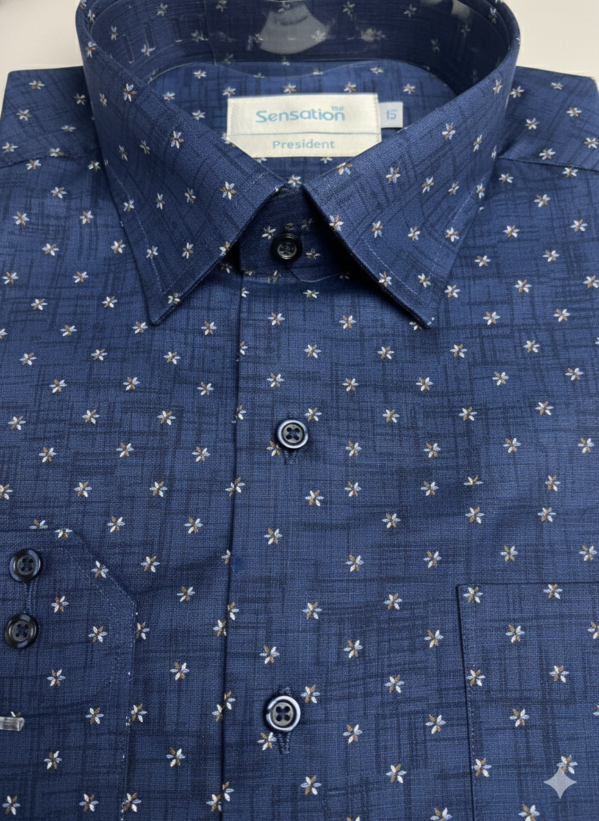Premium President Printed Shirt PP02 Blue | Stylish Men’s Printed Shirt