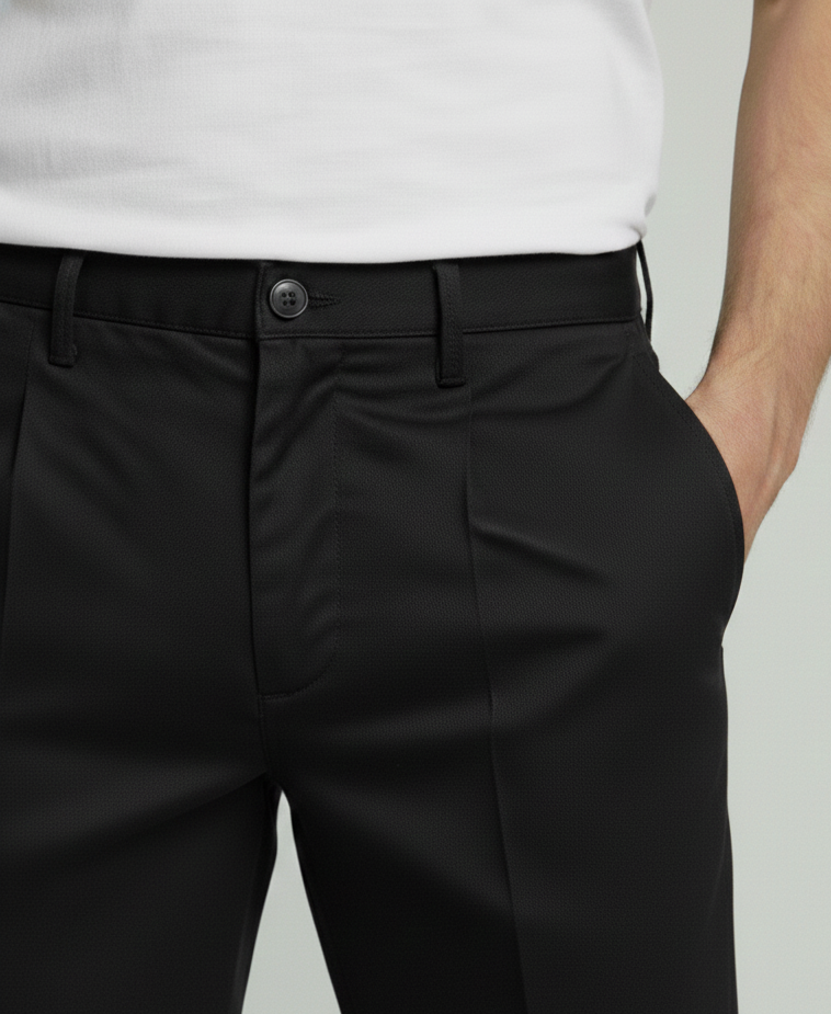 Premium 414 Black Cotton Pants for Men | Luxury Leisurewear Comfort