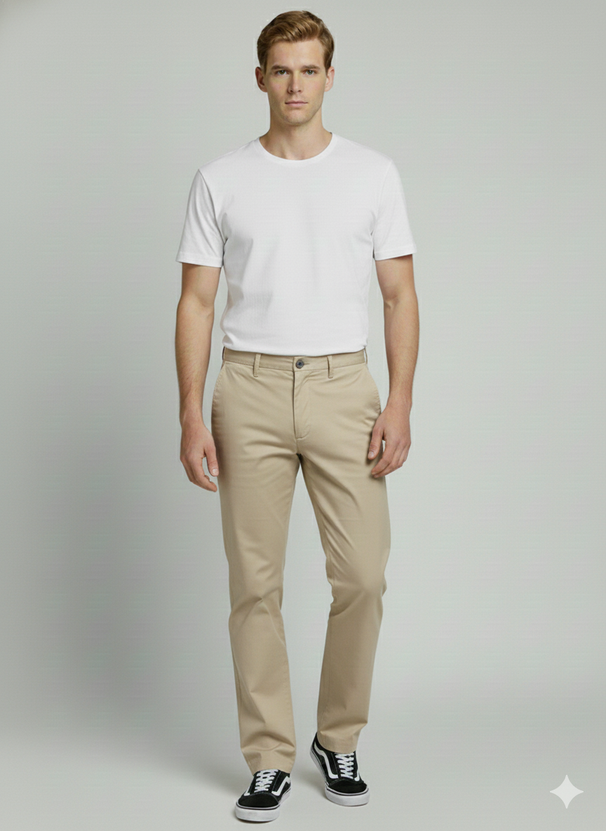 Premium Sensation Chinos Cream Cotton Pants for Men | Luxury Leisurewear Essentials