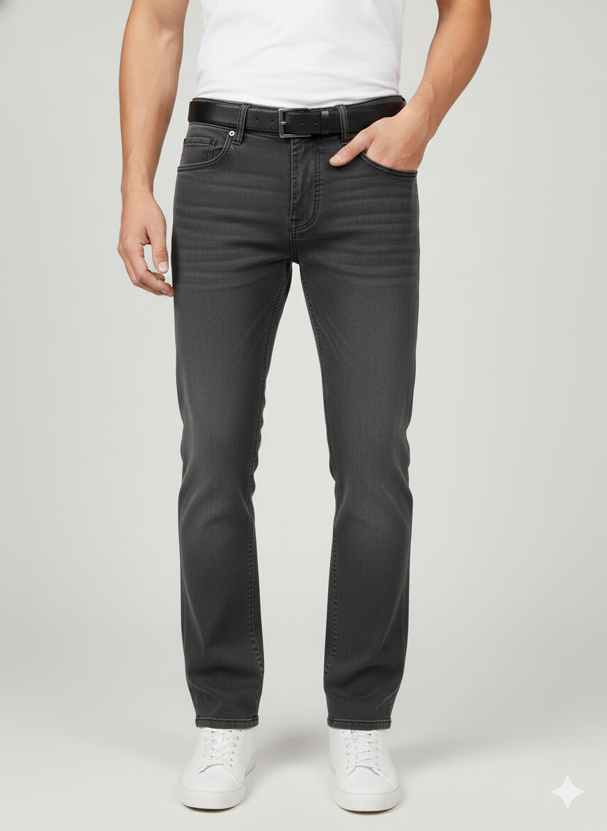 Premium Regular Fit 1806 Charcoal Grey Mens Jeans | Luxury Leisurewear