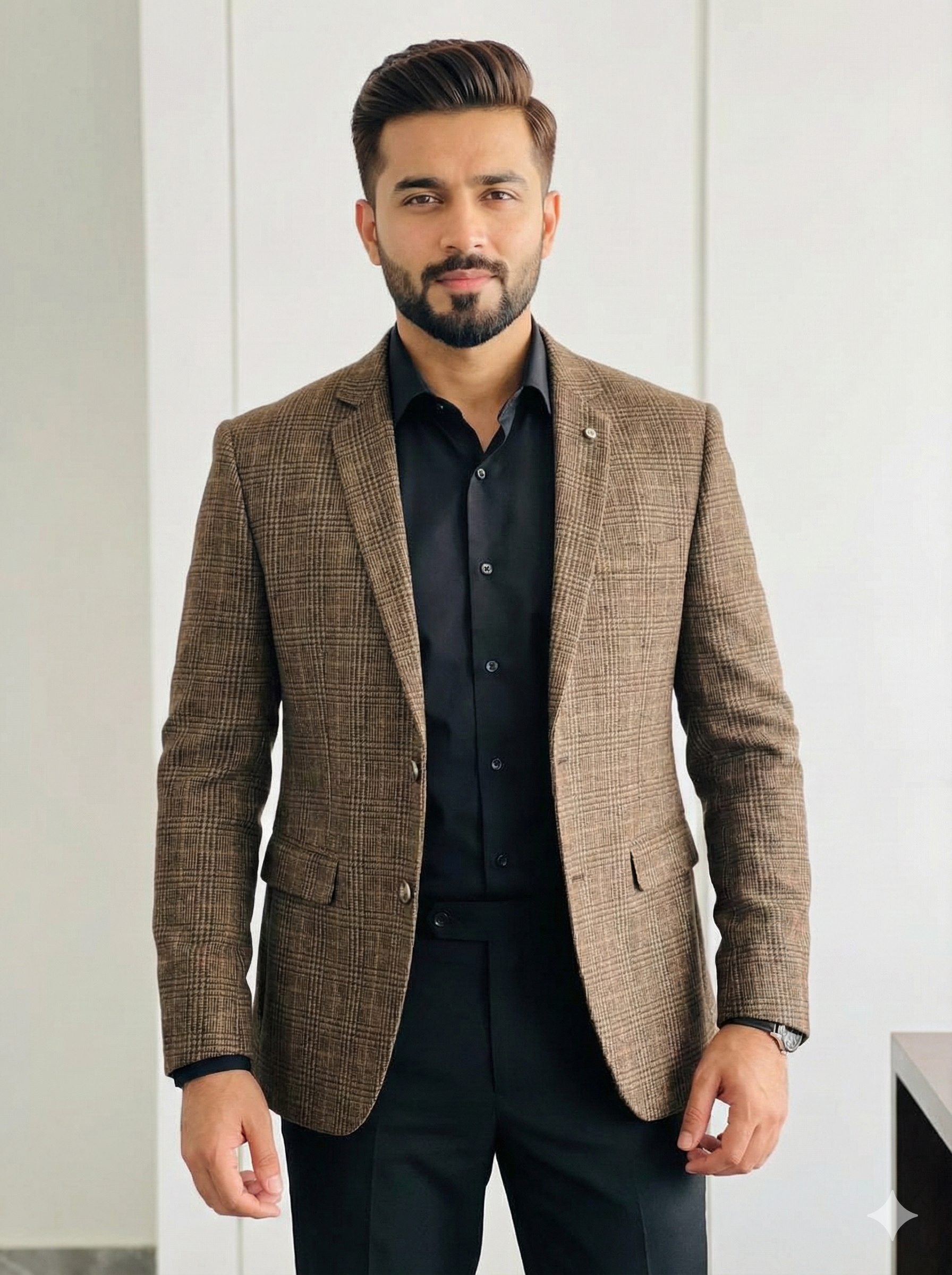 Brown Check Blazer for Men | Formal Check Blazer | Premium Fit