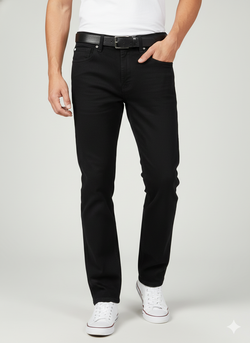 Premium Regular Fit Black Jeans for Men | Luxury Leisurewear Collection