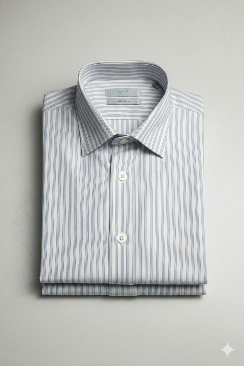 Luxury White Shirt with Grey Stripes | Formal Dress Shirt Men
