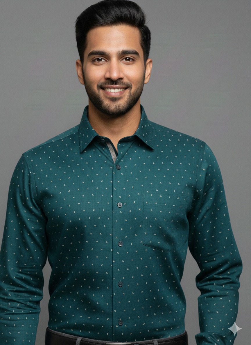 Premium President Printed Shirt PP06 | Bottle Green Men's Shirt