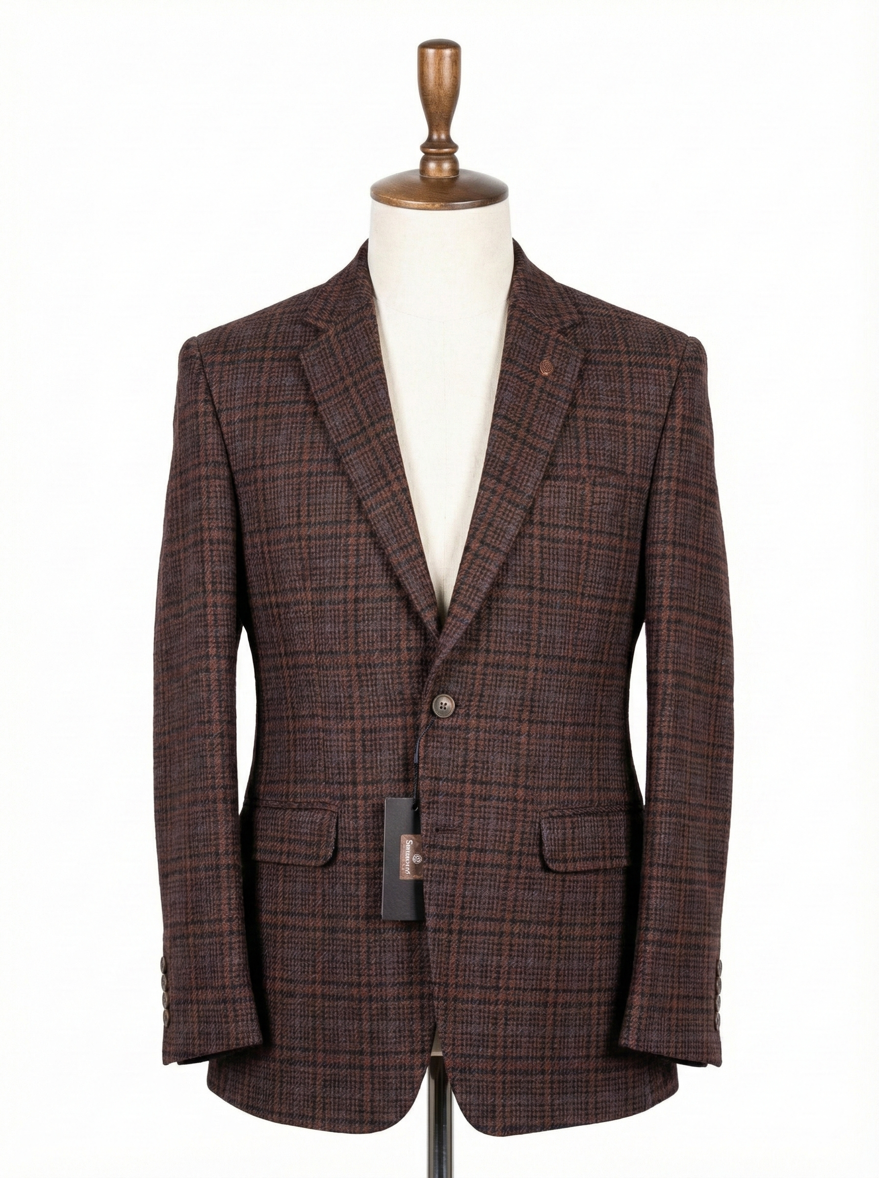 Maroon Brown Check Blazer for Men | Formal Check Blazer | Tailored Fit