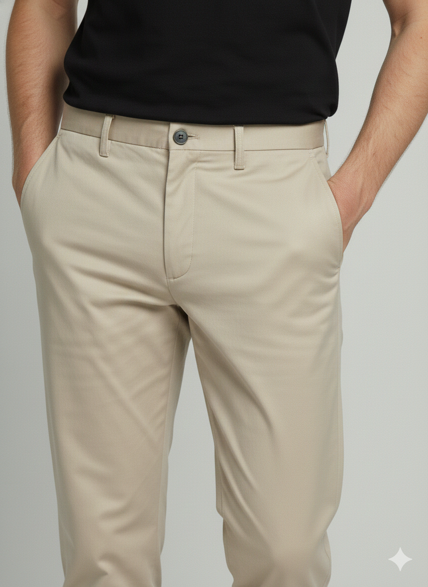 Premium 419 Cream Cotton Pants for Men | Luxury Leisurewear Trousers