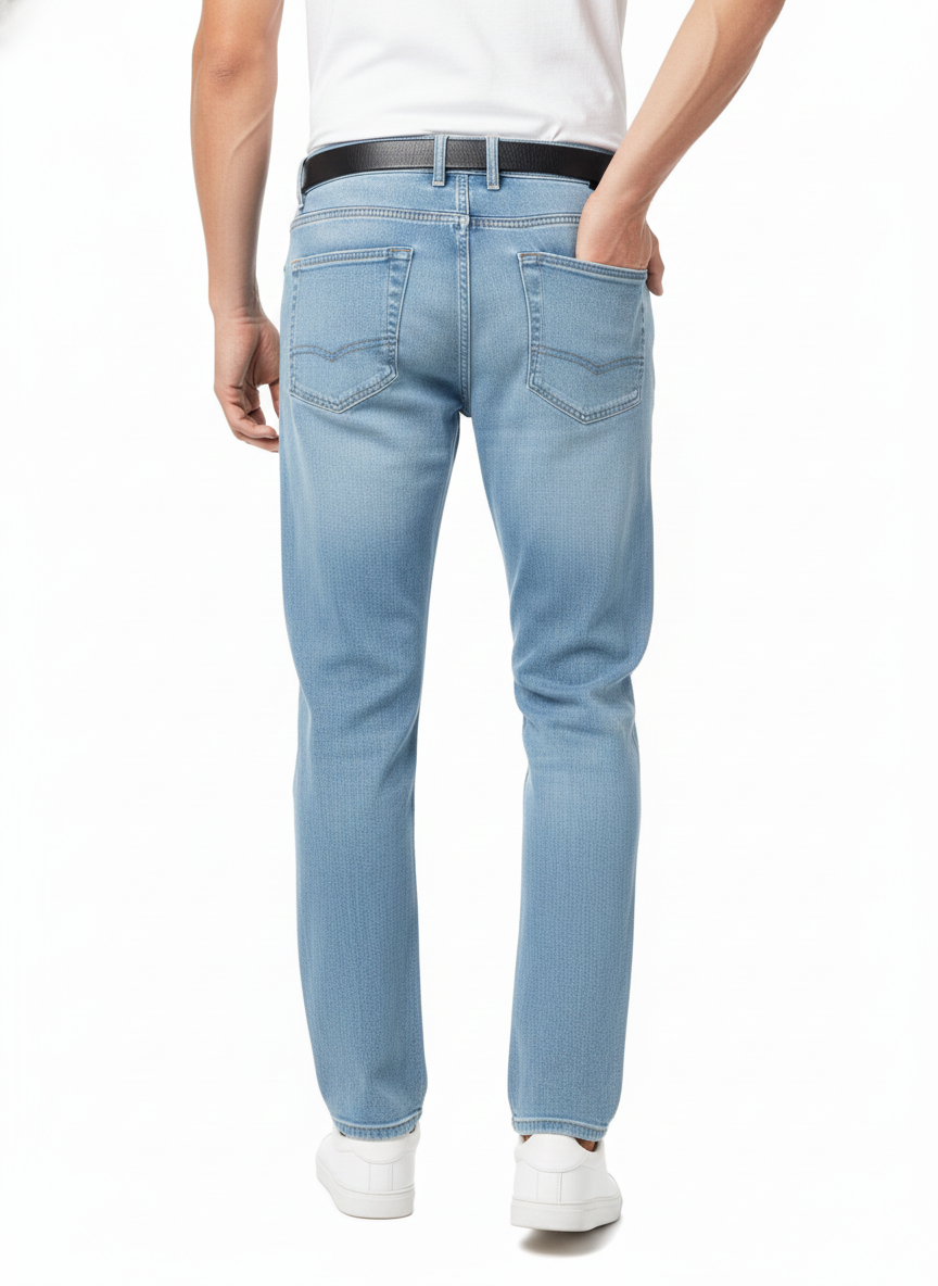 Premium Regular Fit 1804 Ice Blue Jeans for Men | Luxury Leisurewear Collection