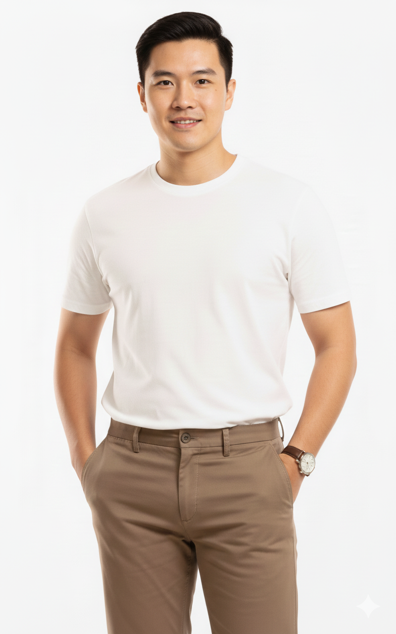 Plain-White, 100% Cotton Basic Tee Polo
