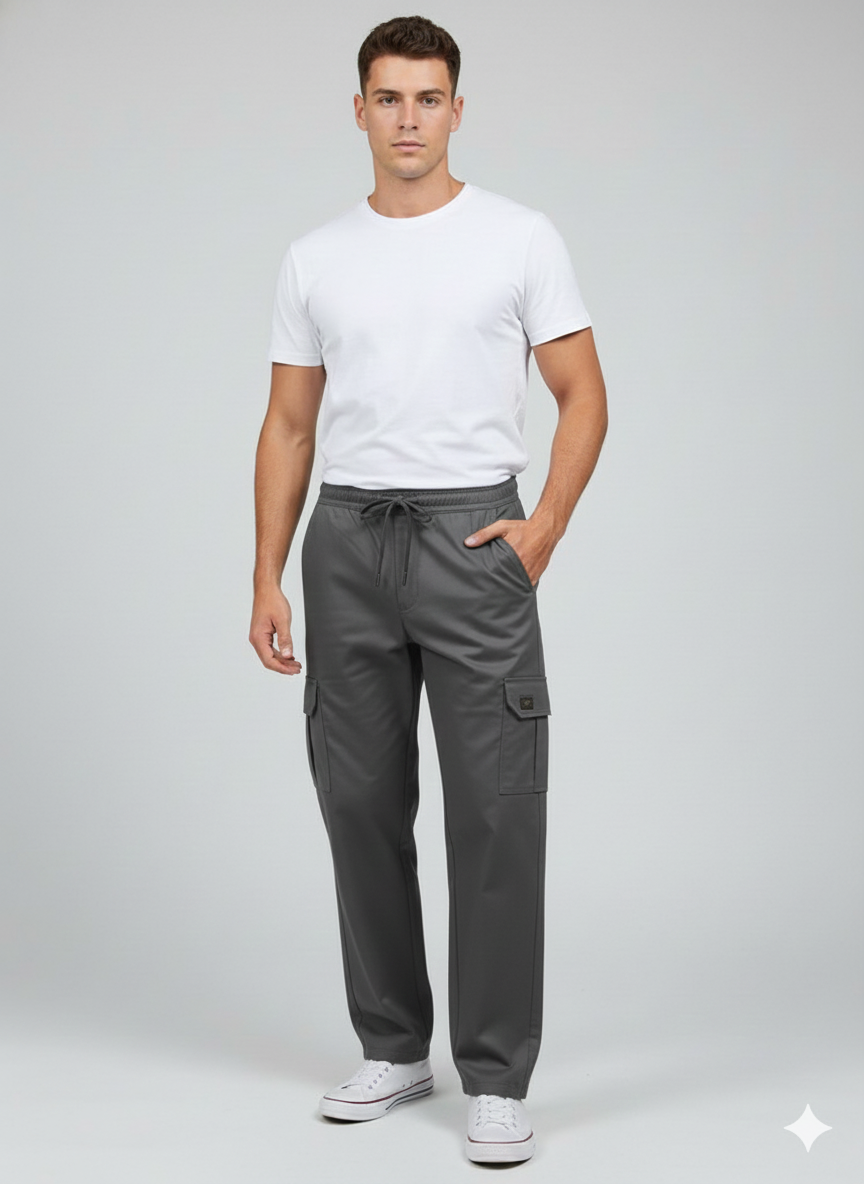 Premium Grey Cargo Trousers for Men | Luxury Leisurewear Pants