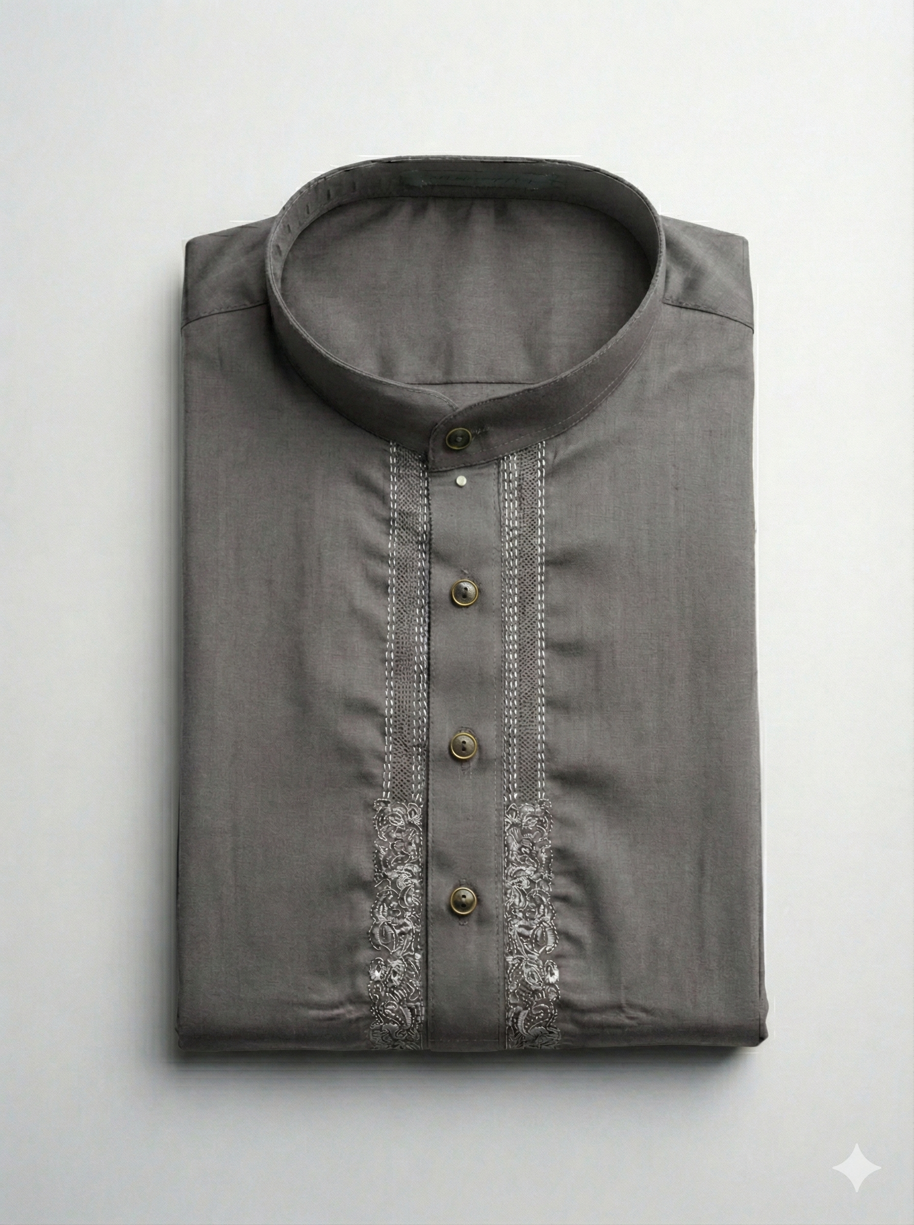 Exclusive Premium Dark Grey Men’s Kurta – Elegant Embroidery Design