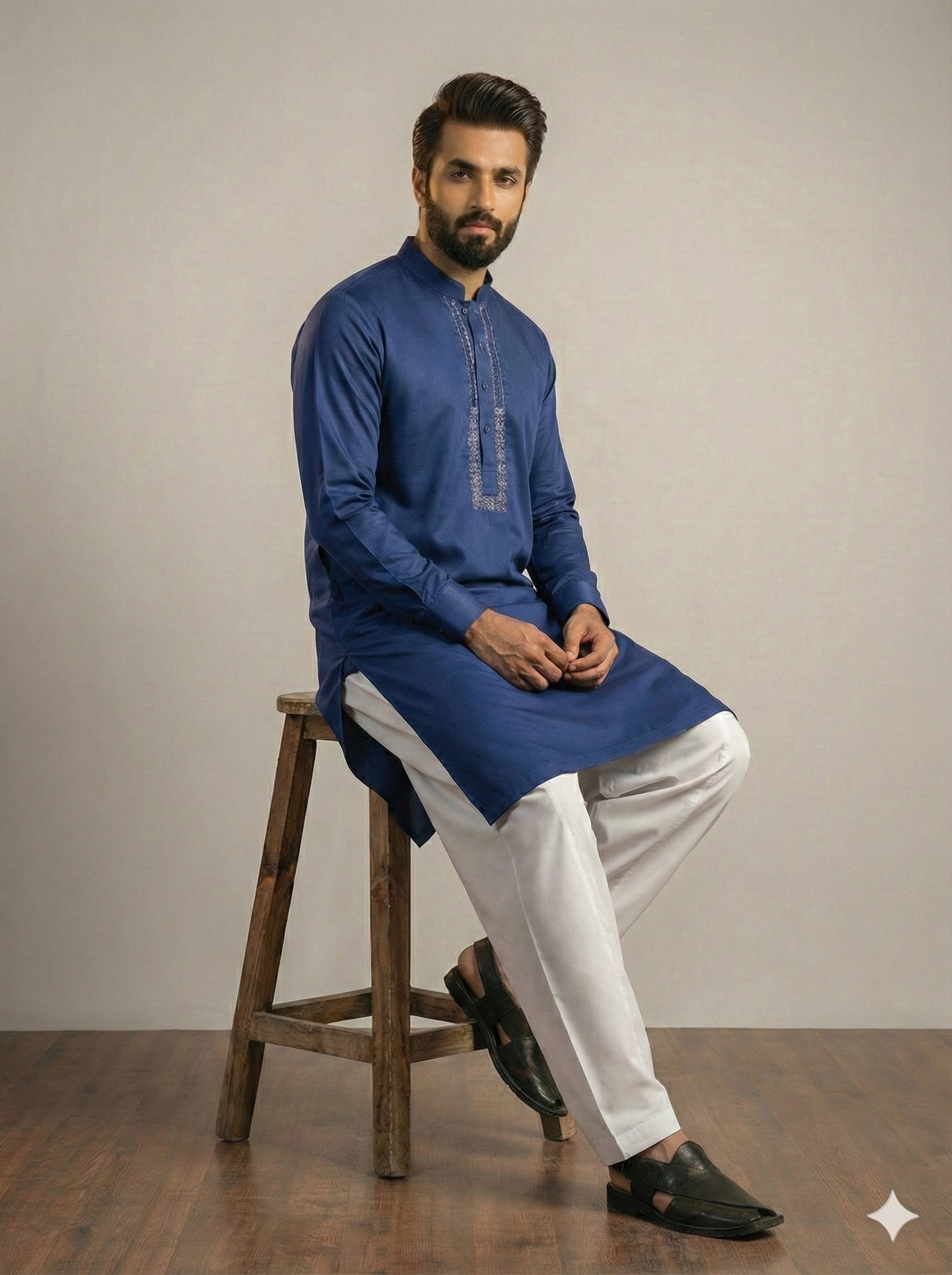 Exclusive Premium Blue Men’s Kurta – Embroidered Ethnic Wear for Stylish Occasions