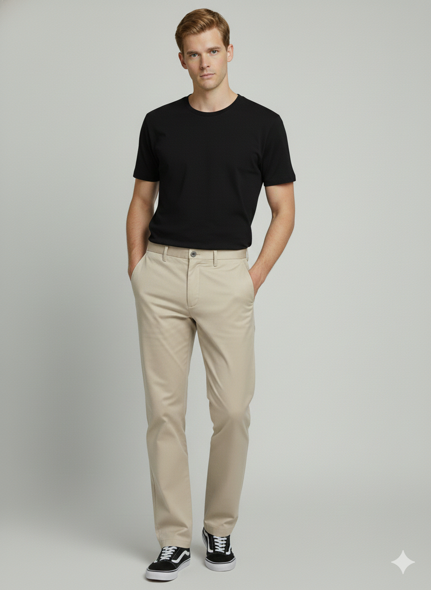 Premium 419 Cream Cotton Pants for Men | Luxury Leisurewear Trousers