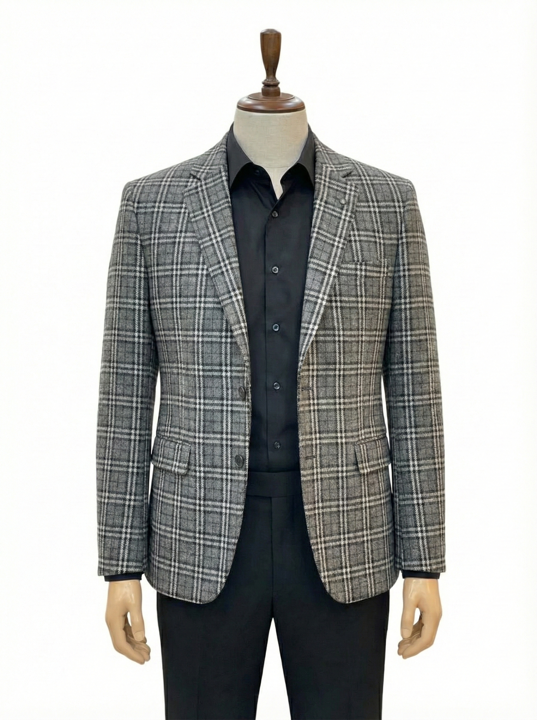 Grey Check Blazer for Men | Formal Check Blazer | Tailored Fit