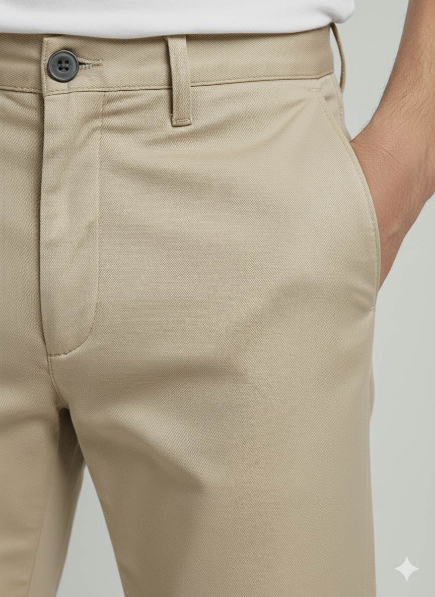 Premium Sensation Chinos Cream Cotton Pants for Men | Luxury Leisurewear Essentials
