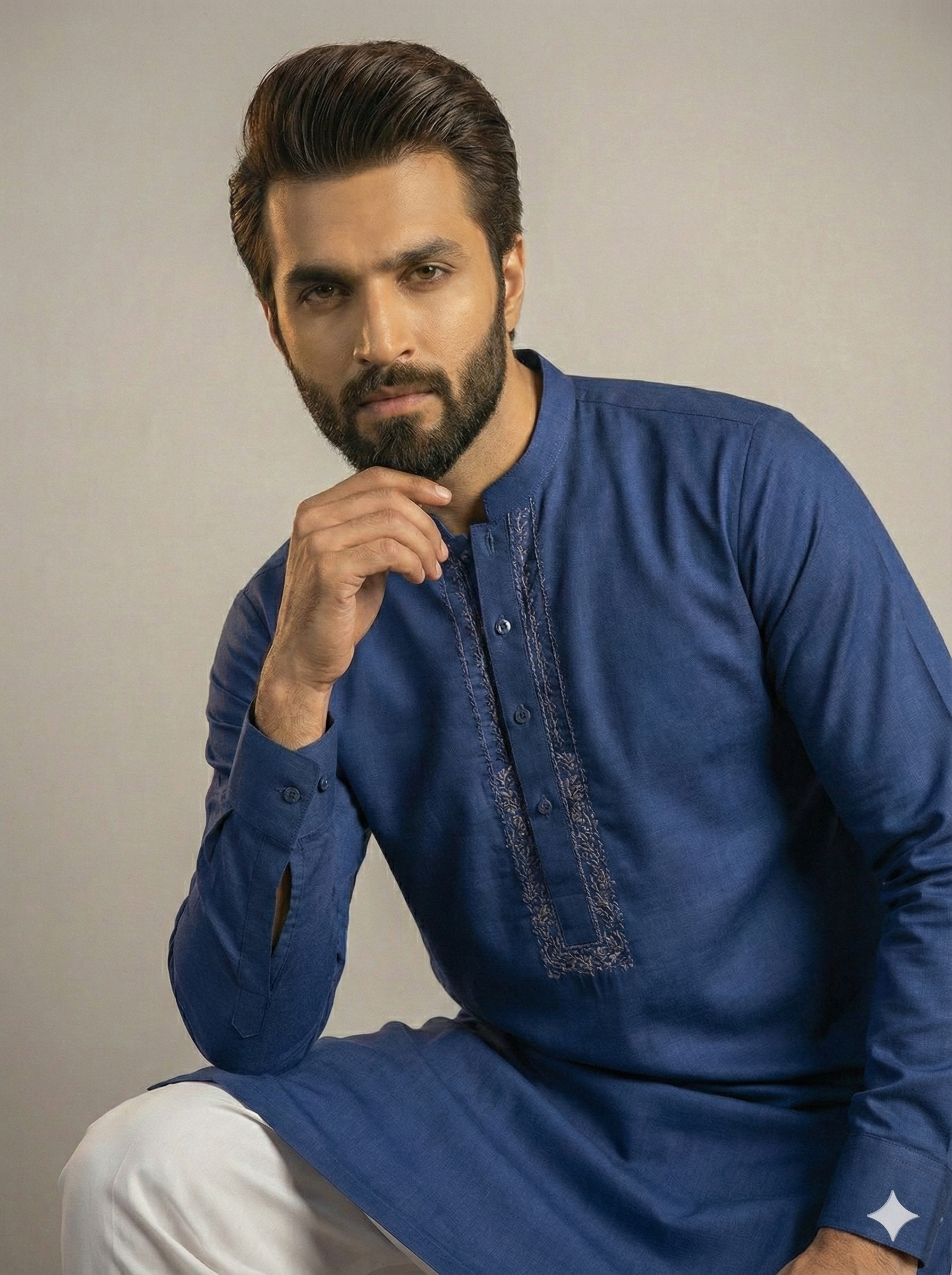 Exclusive Premium Blue Men’s Kurta – Embroidered Ethnic Wear for Stylish Occasions