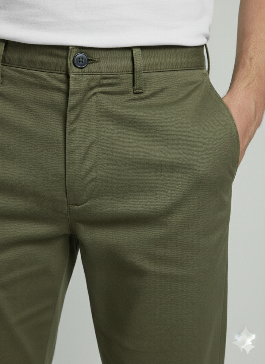 Premium 414 Olive Men’s Cotton Pants | Luxury Leisurewear Comfort
