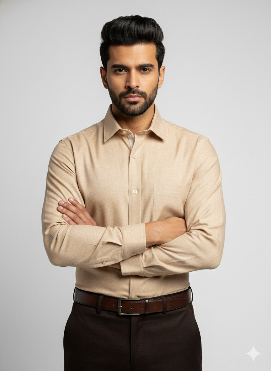 Luxury Beige Collar Shirt 0575 | Formal Dress Shirt for Men | Premium Fit