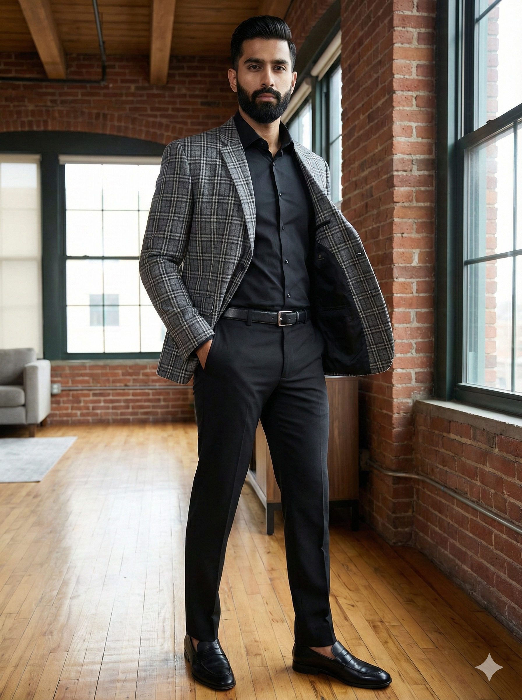 Grey Check Blazer for Men | Formal Check Blazer | Tailored Fit