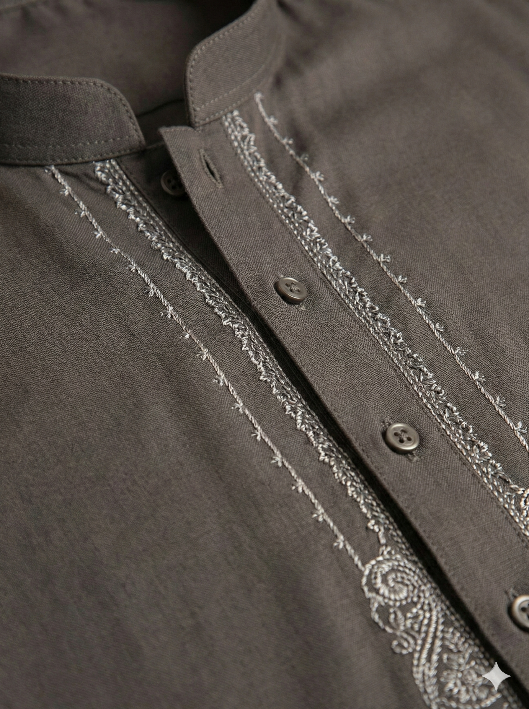 Exclusive Premium Dark Grey Men’s Kurta – Elegant Embroidery Design