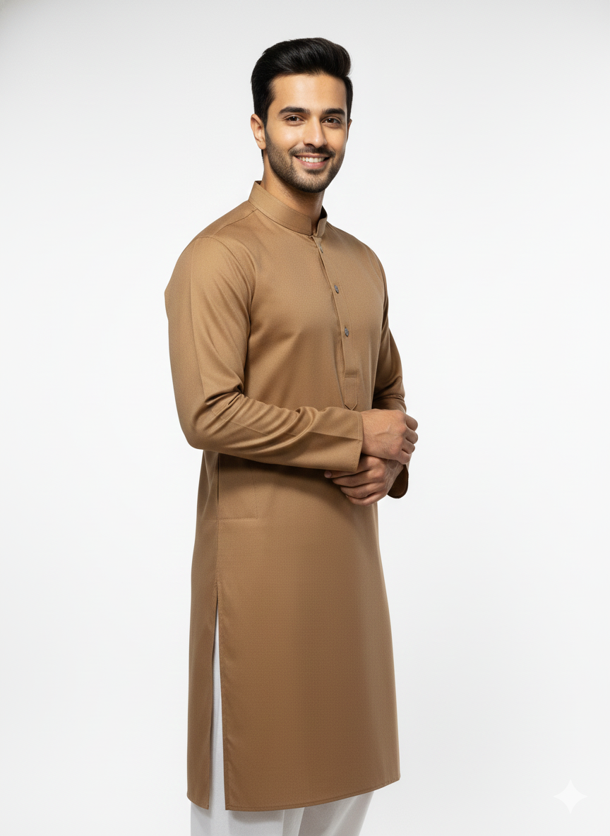 Exclusive Premium Tan Kurta for Men | Plain Ethnic Kurta Collection
