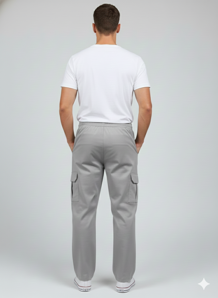 Premium Light Grey Men’s Cargo Trousers | Luxury Leisurewear Pants