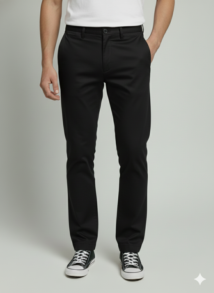 Premium Sensation Black Cotton Chinos for Men | Luxury Leisurewear Pants