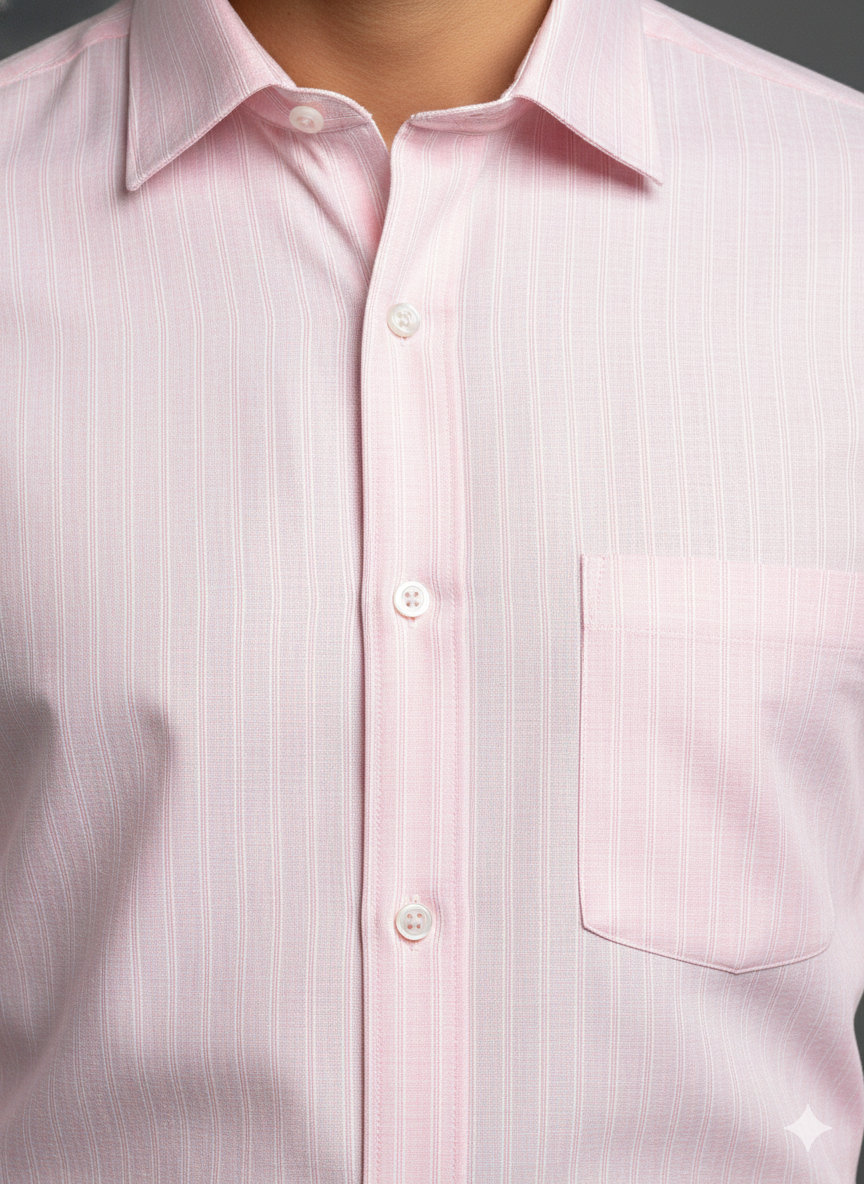 Luxury Pink & White Stripe Shirt for Men | Formal Dress Shirt
