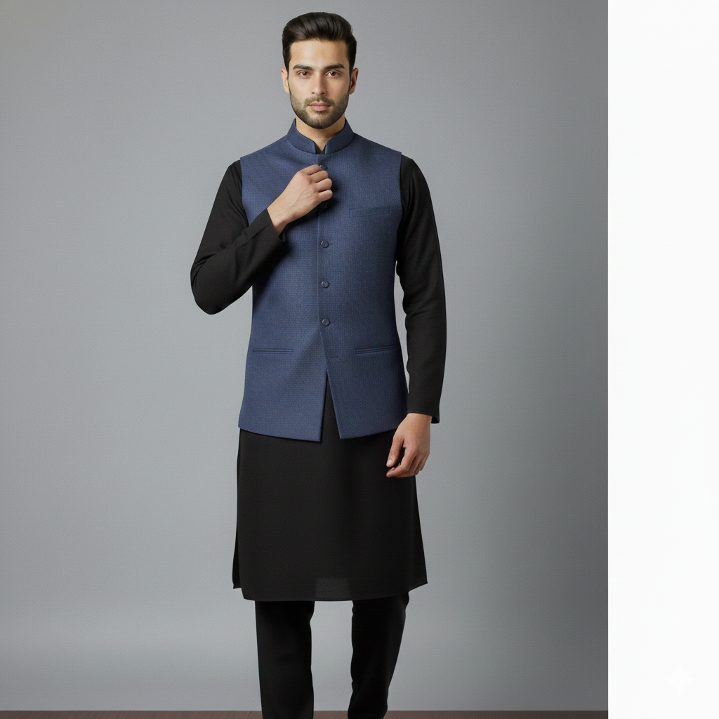 Exclusive Premium Stylish Blue Men’s Waistcoat | Ethnic Wear