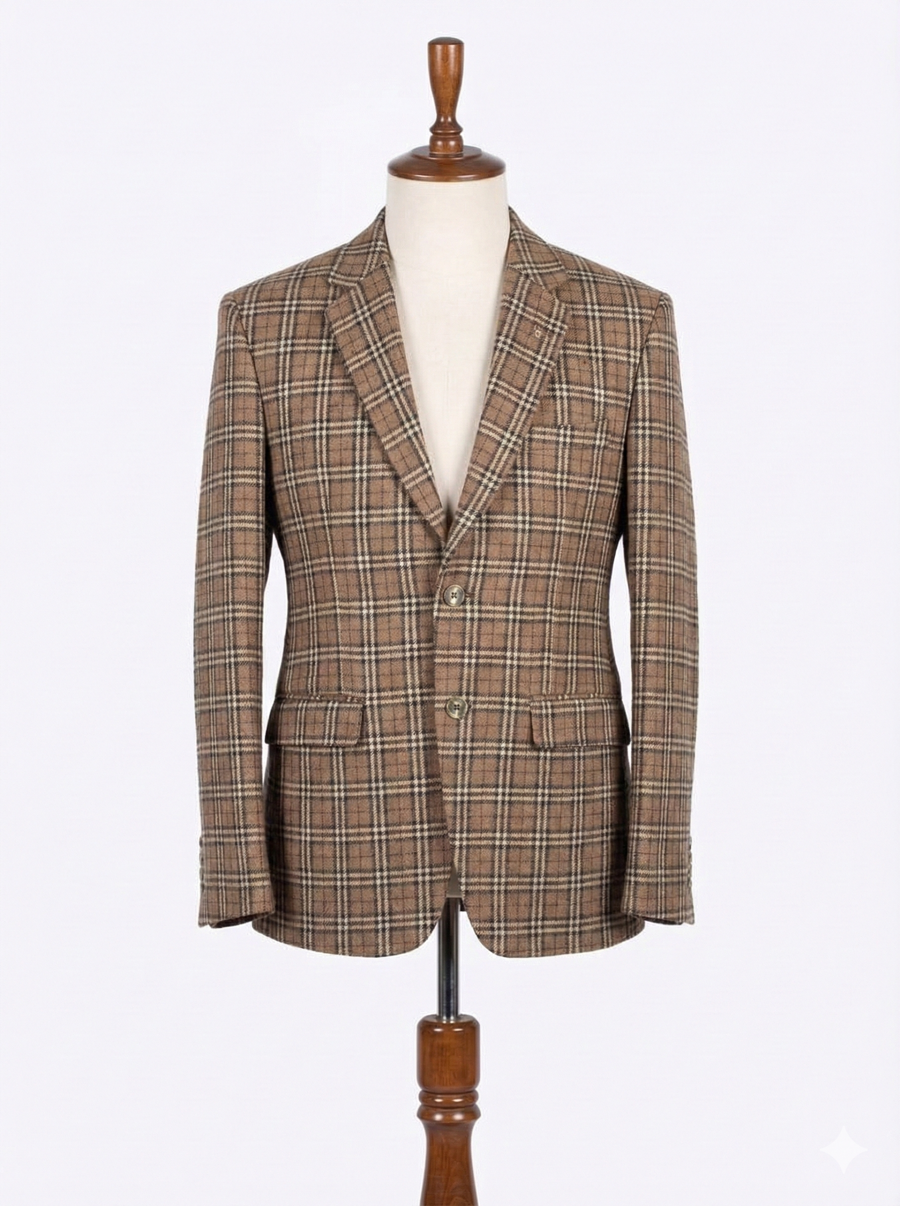 Light Brown Check Blazer for Men | Formal Check Blazer | Tailored Fit