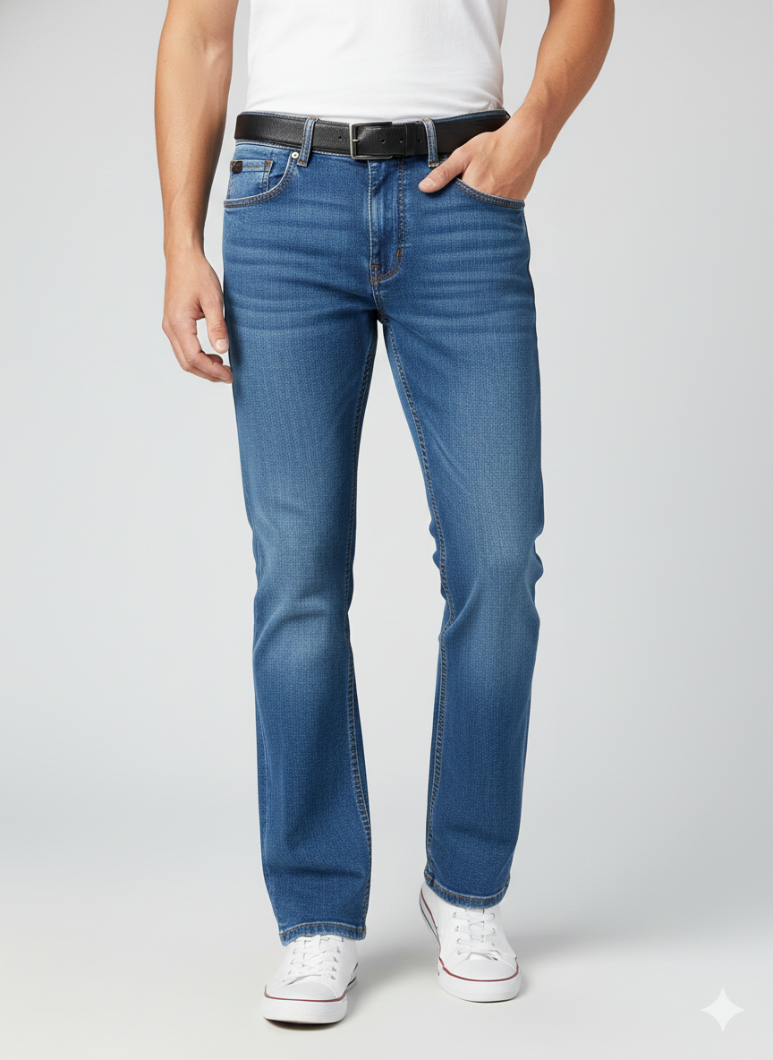 Premium Straight Fit 1818 Blue Jeans for Men – Luxury Comfort & Timeless Style