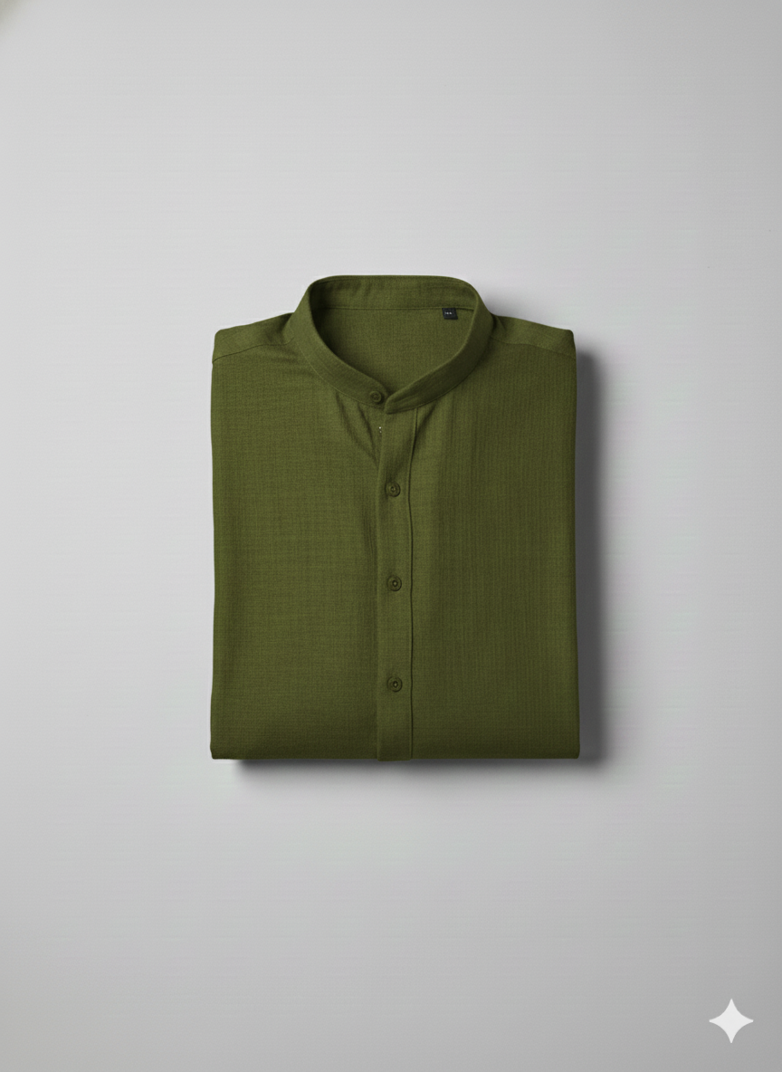 Exclusive Premium Olive Green Plain Men’s Kurta | Ethnic Wear