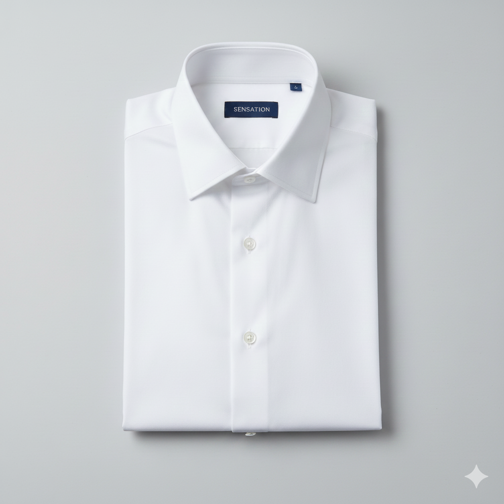Luxury White Plain Collar Shirt for Men | Premium Formal Dress Shirt