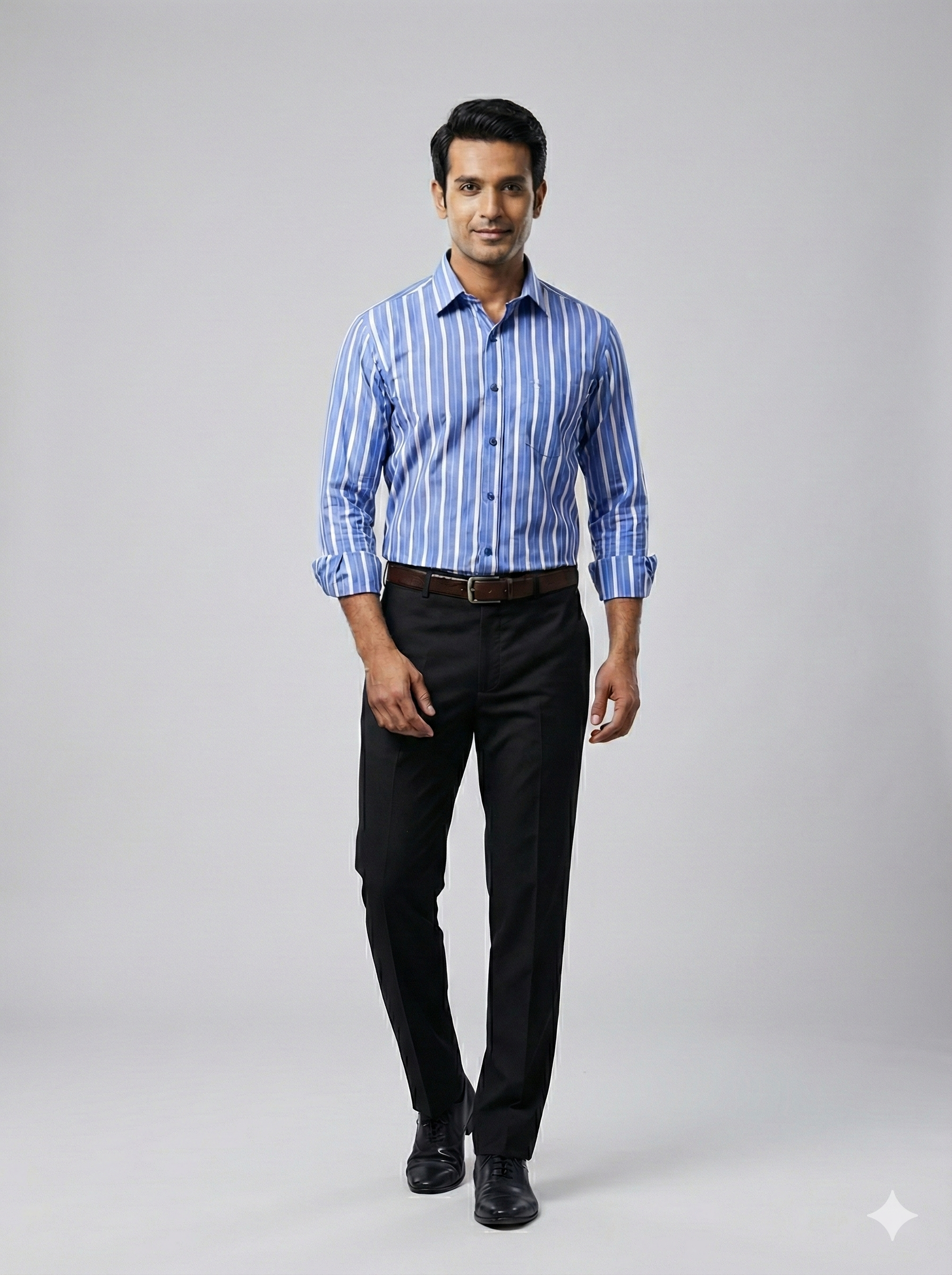 Luxury Light Blue Shirt with White Stripes | Formal Dress Shirt