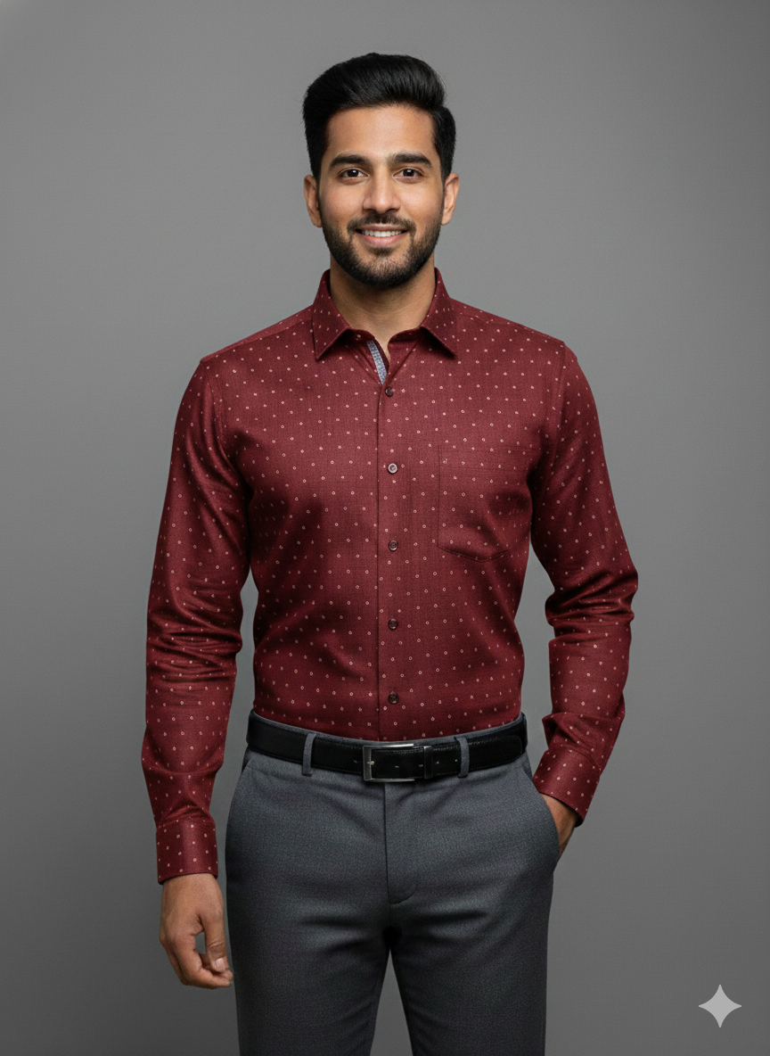Premium President Printed Shirt PP03 Premium Red | Stylish Men’s Printed Shirt