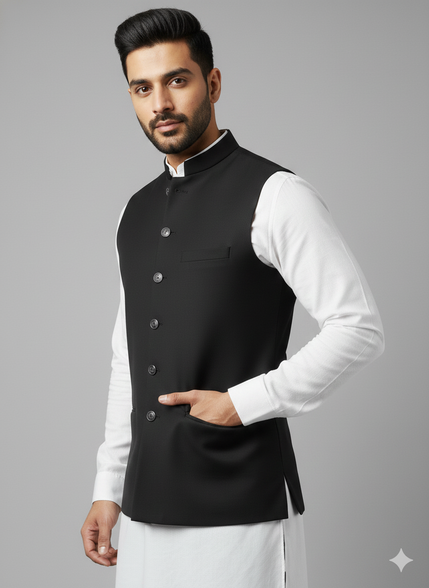 Exclusive Premium Black Men’s Waistcoat | Ethnic Wear