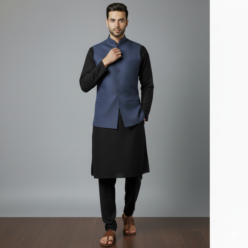 Exclusive Premium Stylish Blue Men’s Waistcoat | Ethnic Wear