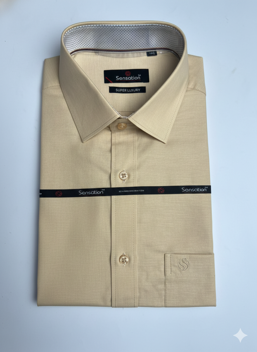Luxury Beige Collar Shirt 0575 | Formal Dress Shirt for Men | Premium Fit