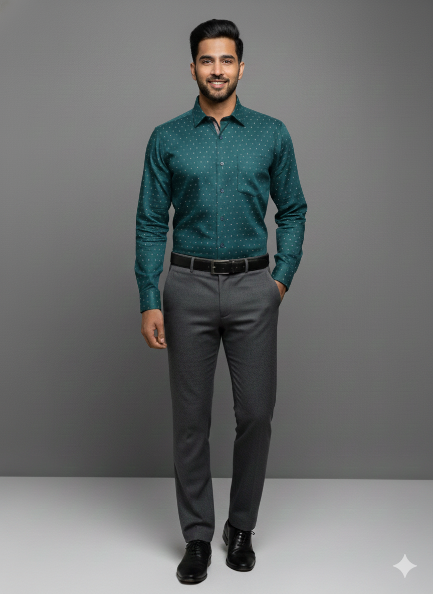 Premium President Printed Shirt PP06 | Bottle Green Men's Shirt