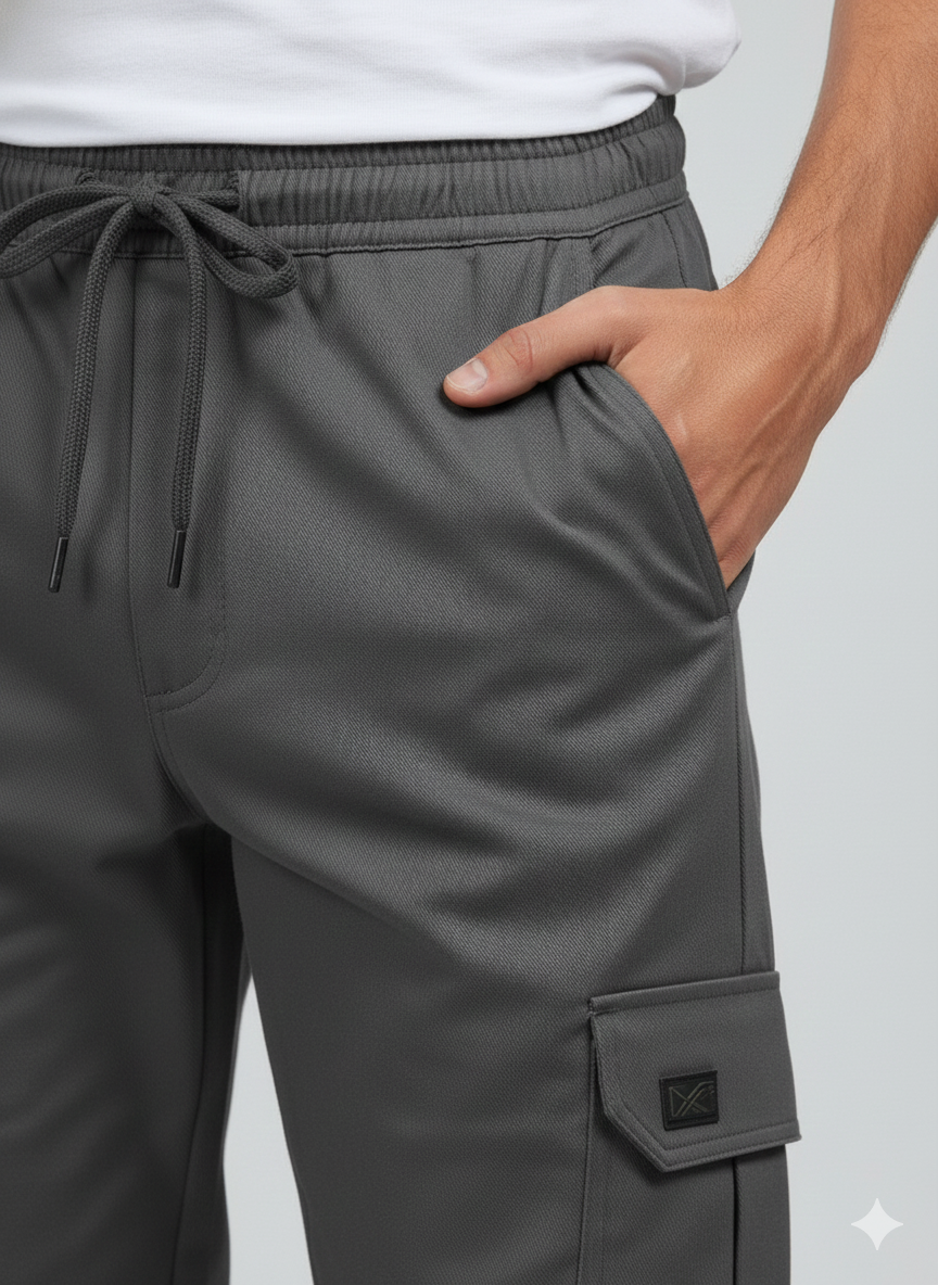 Premium Grey Cargo Trousers for Men | Luxury Leisurewear Pants