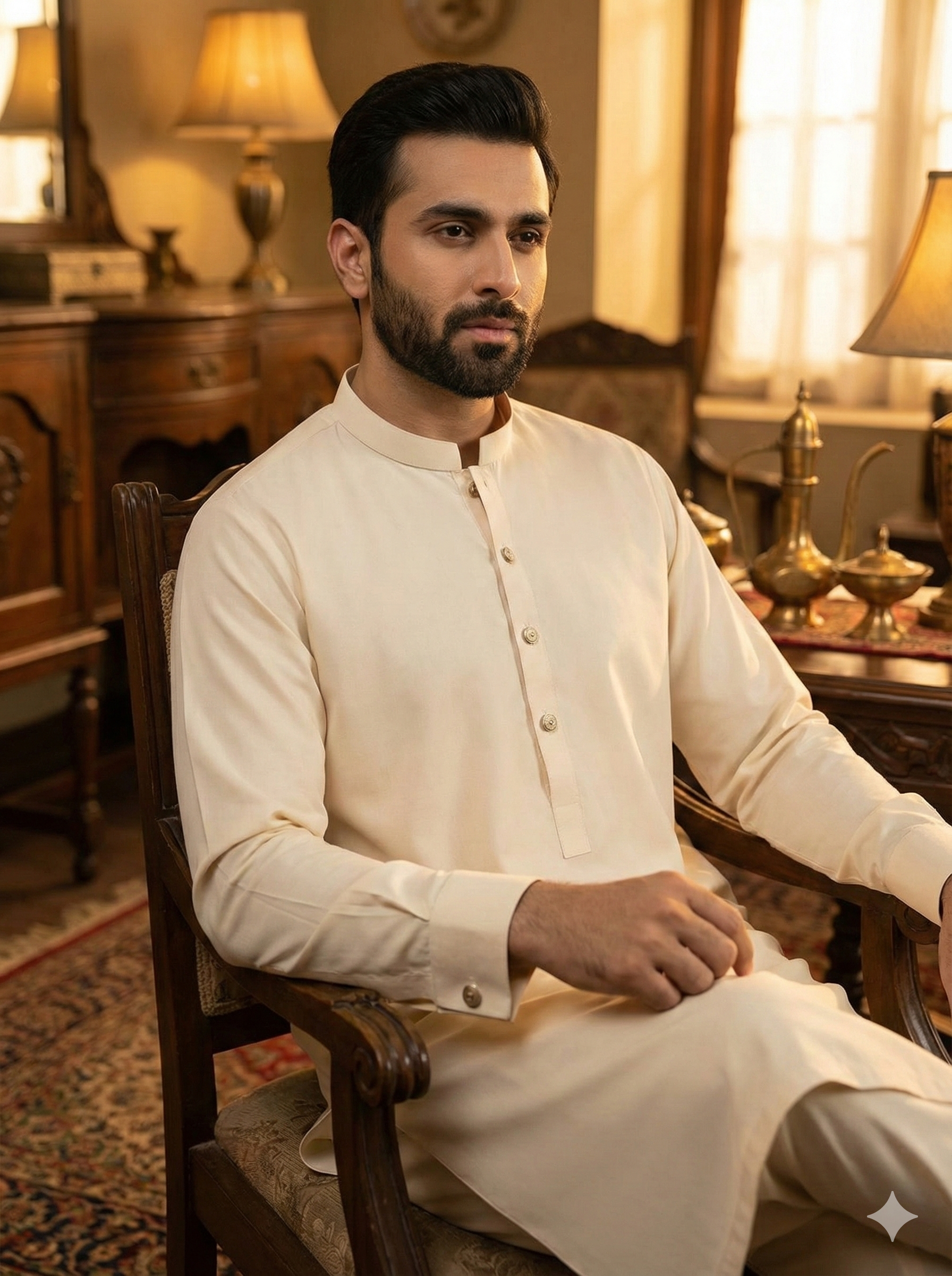 Exclusive Premium Boski Shalwar Kameez Bend Collar | Men’s Ethnic Wear FM(SS)