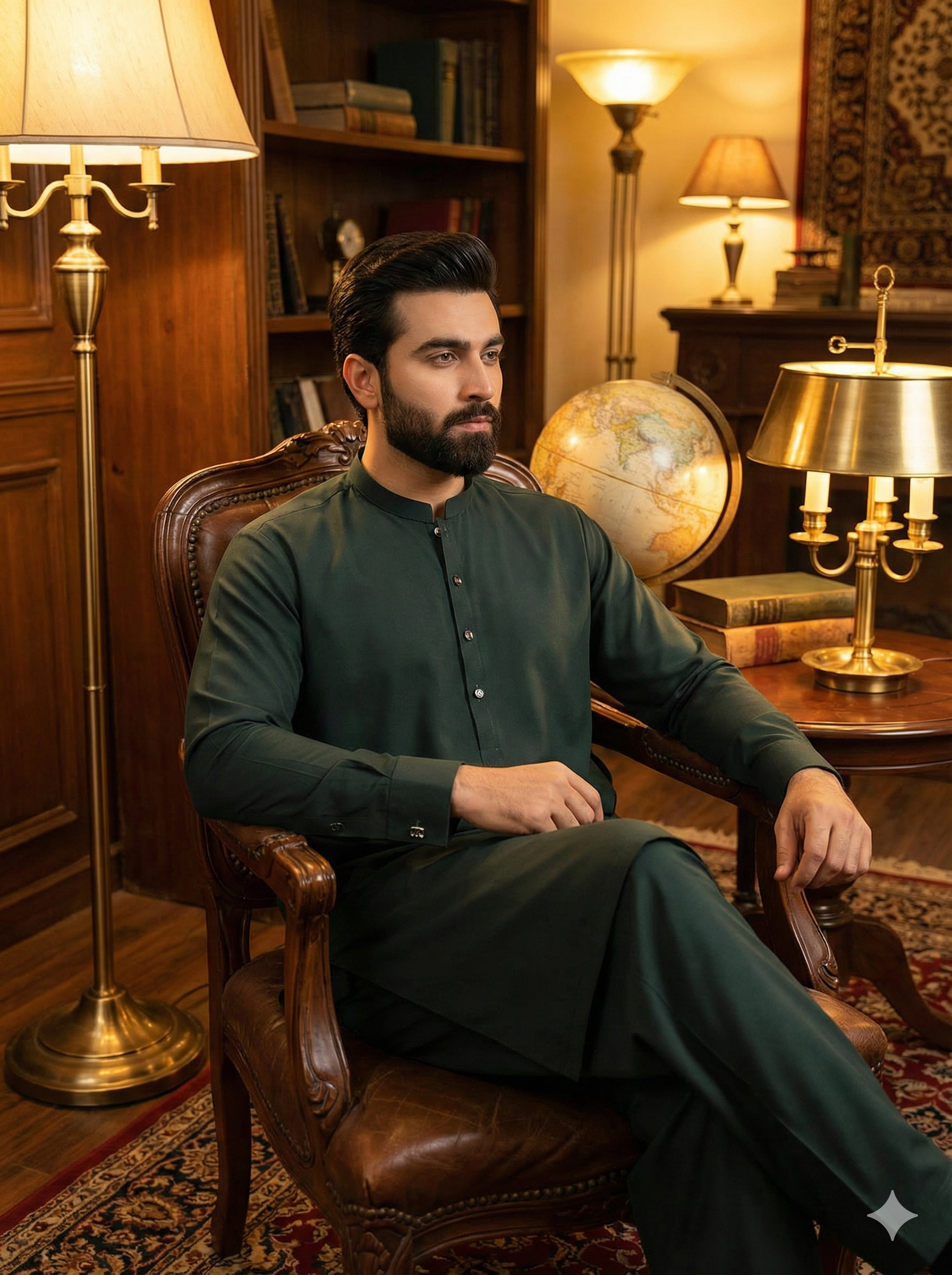 Exclusive Premium Dark Green Men’s Shalwar Kameez – Elegant Ethnic Wear | Premium Fabric & Tailored Fit(FM(BB))
